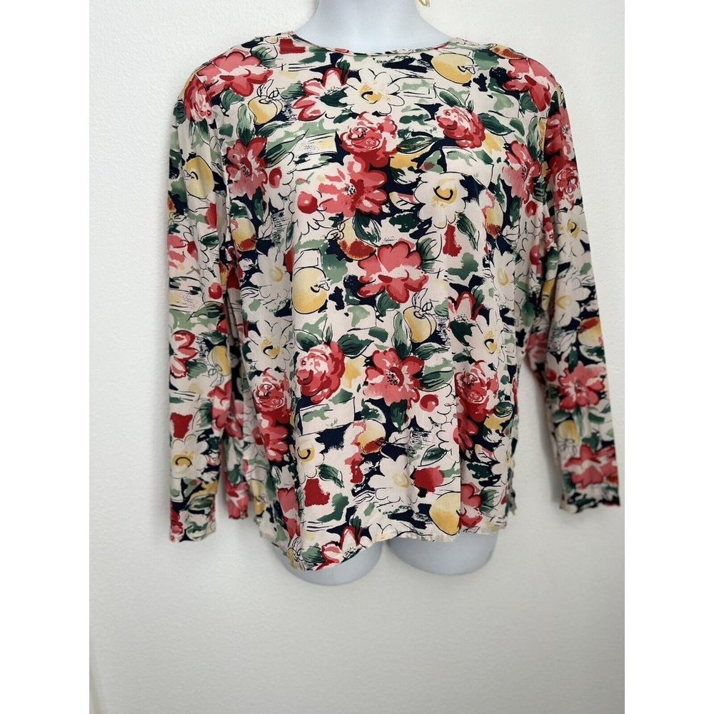 Nora Noh Women’s Size XL Silk Floral Popover Blouse Career Work Wear